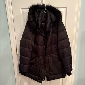 Lane Bryant Black Jacket with Faux Fur Trim